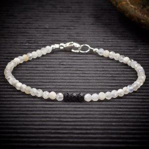 Moonstone and Black Spinel Crystal Bracelet - Handmade to Order